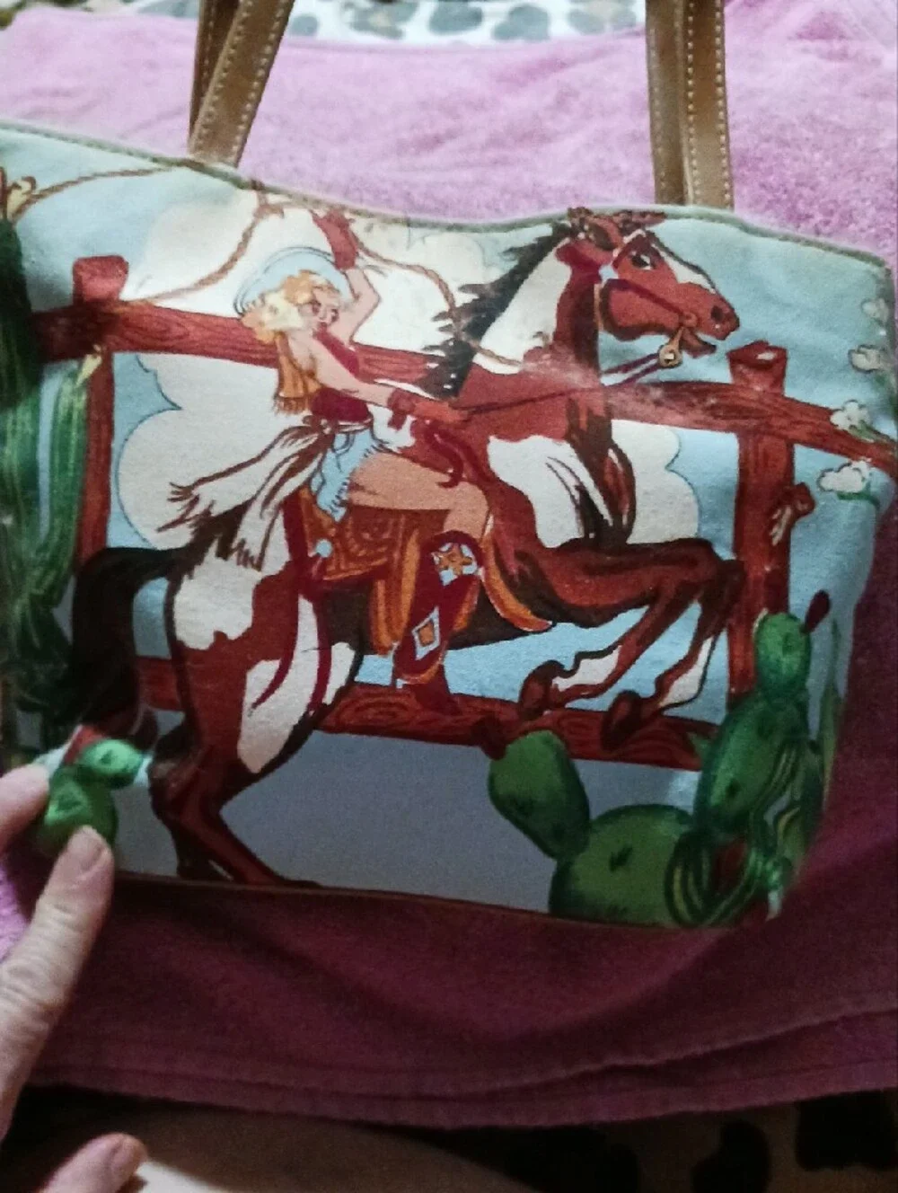 Western Horse and Cowgirl Print Small Bag  NWT